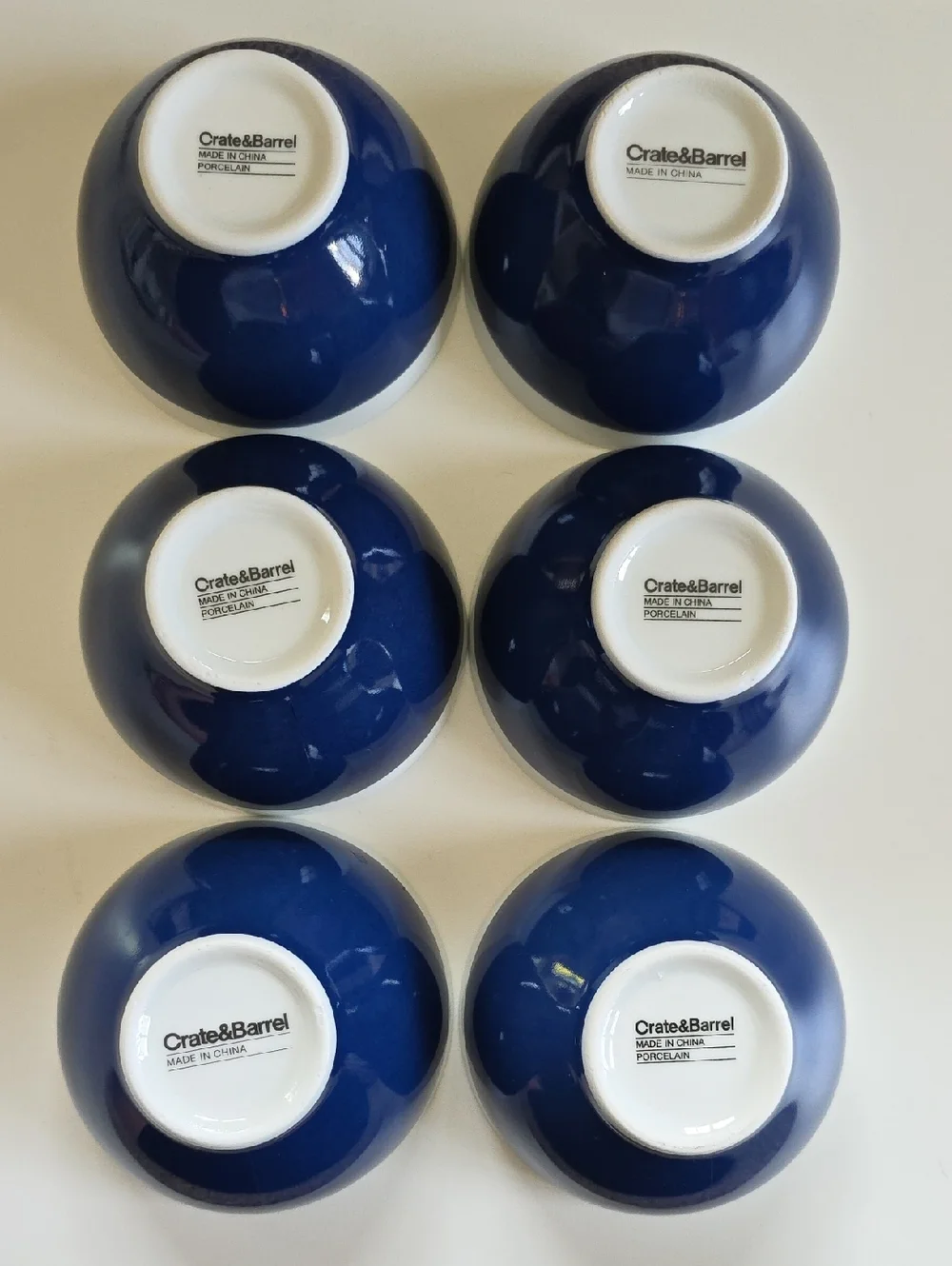 Crate&Barrel Navy Blue and White Porcelain Bowls - Set of 6 - NWOT